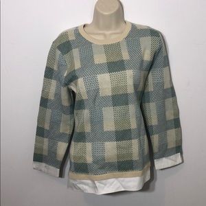 Talbots PL Turquoise Plaid Sweater New with Tags